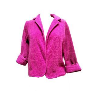 Retro 70s Sans Age Bright Purple Knit Polyester Crop Blazer